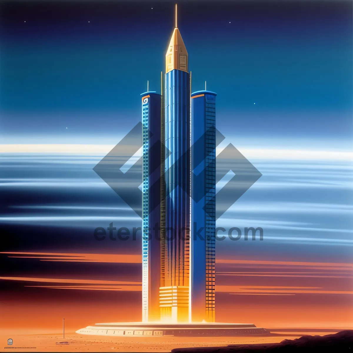 Picture of City Night Lights: Urban Tower Skyline Architecture