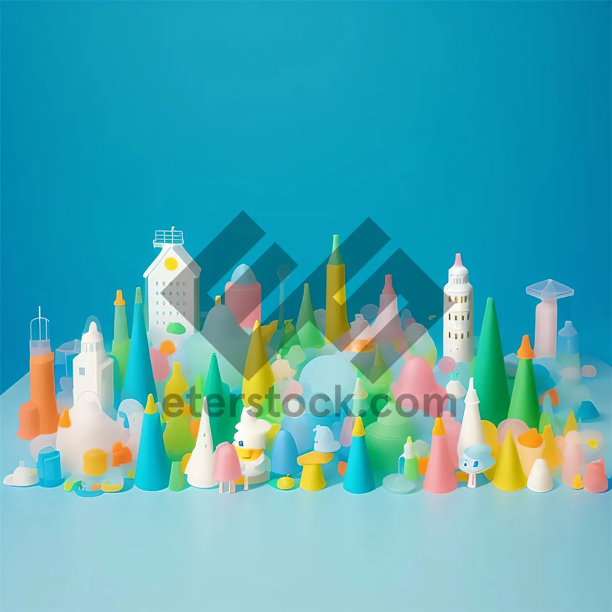 Picture of Colorful school pyramid drawing with confetti and pencils