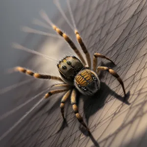 Black and Gold Arachnid in Garden Web