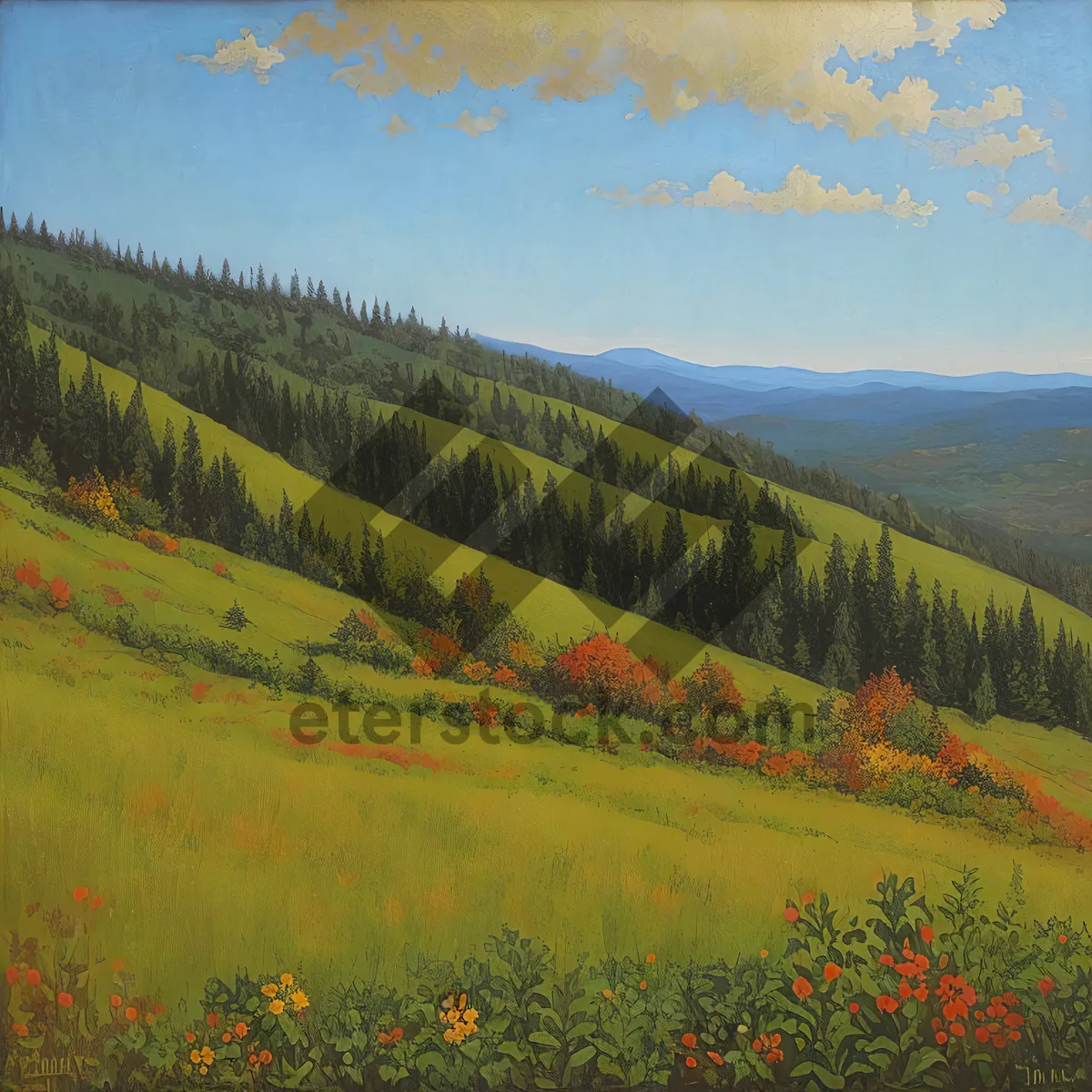 Picture of Vibrant Highland Meadow Under Sunny Sky