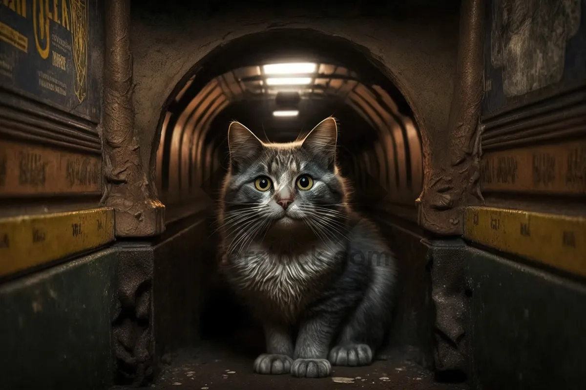 Picture of Gray Tabby Kitten with Curious Eyes and Fluffy Fur