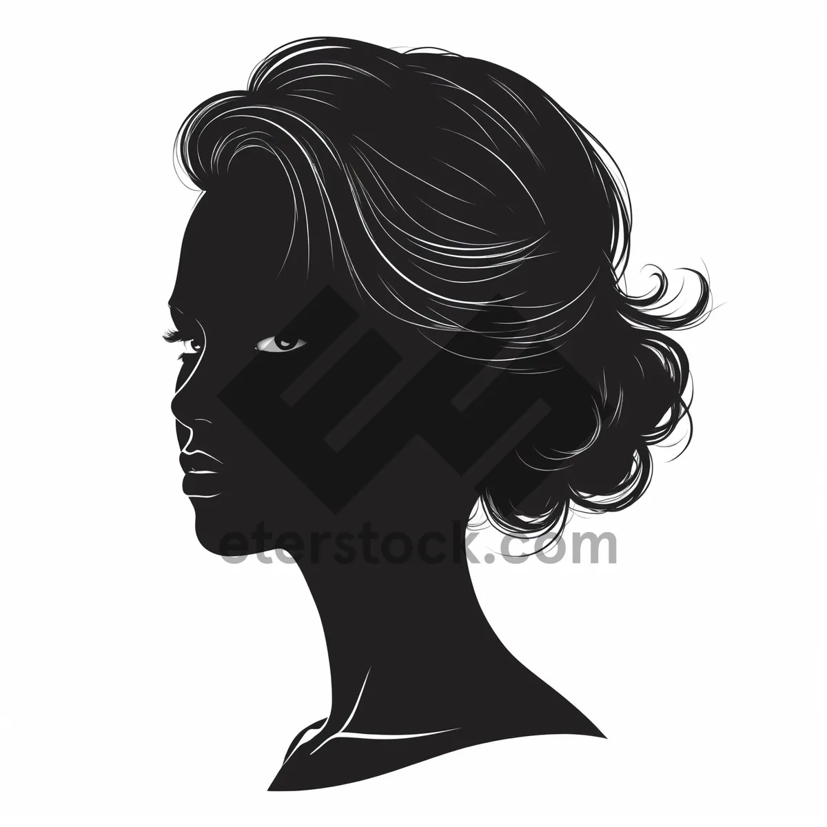 Picture of Black silhouette of cartoon animal with unique haircut design.