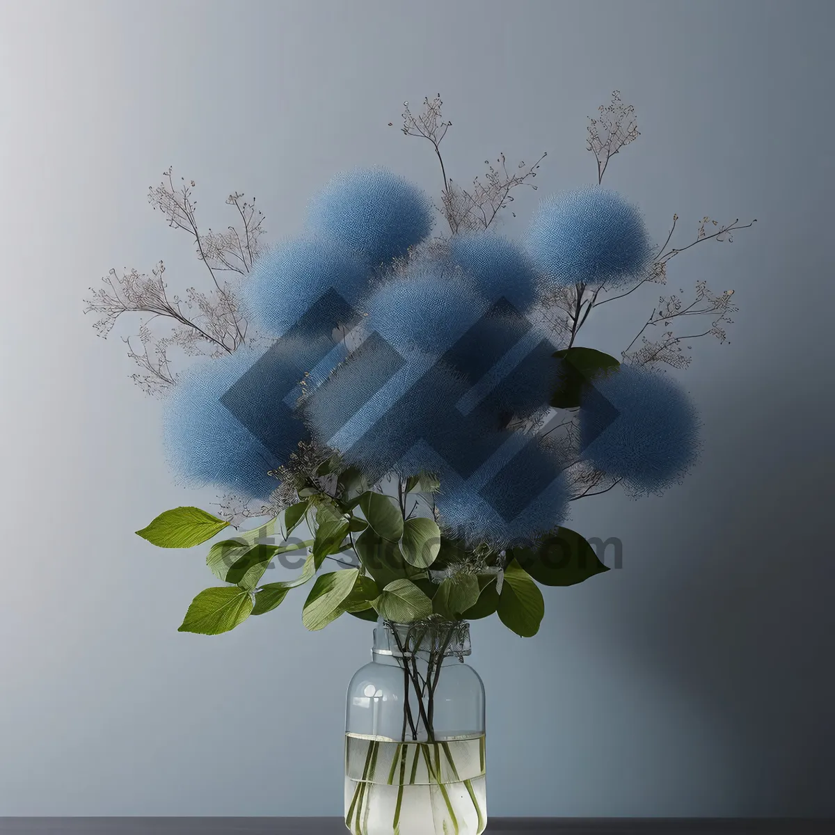 Picture of Winter holiday card with floral ornament and dandelion branches.