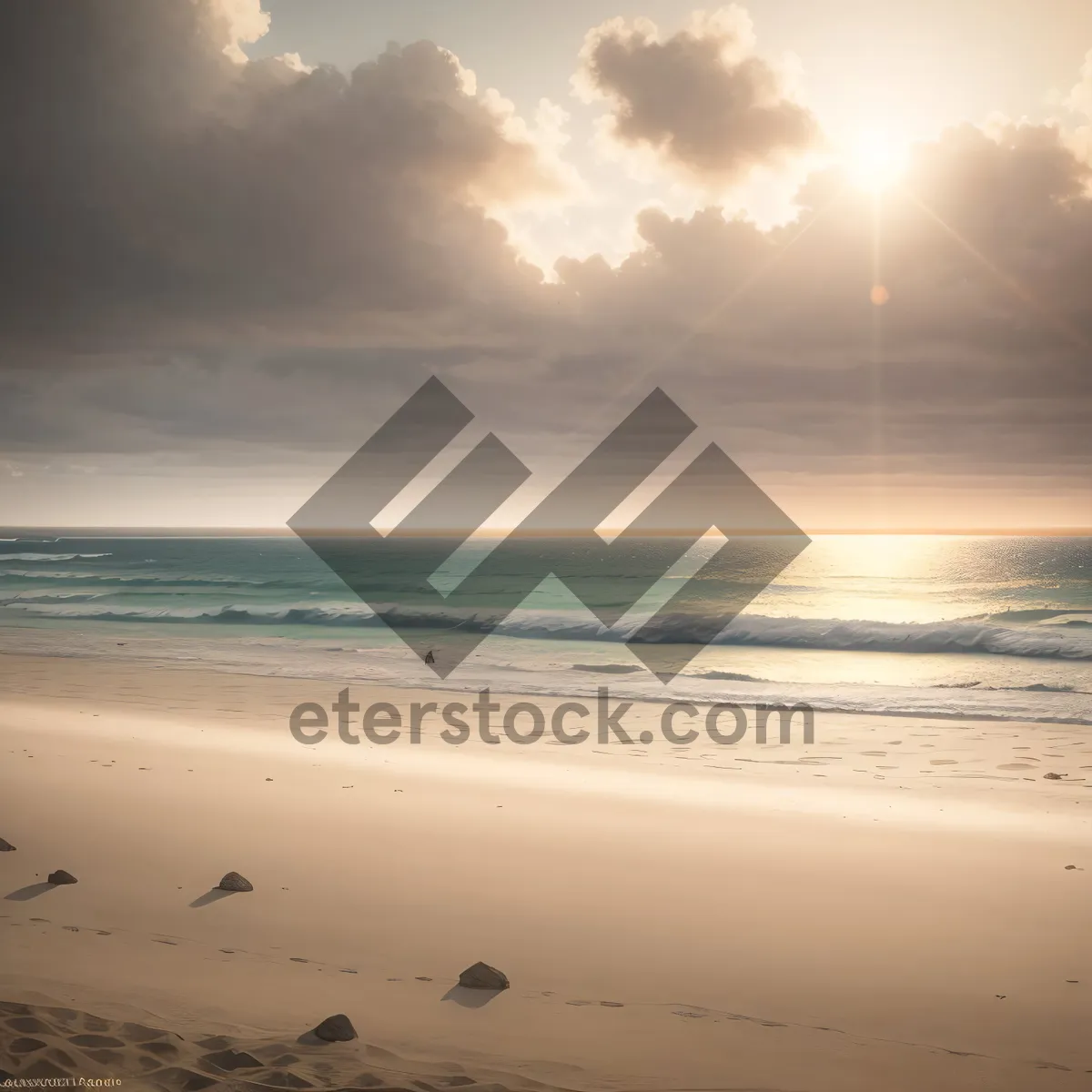 Picture of Serene Paradise: Beach Sunset Over Clear Ocean Waters