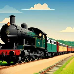 Vintage Steam Locomotive Chugging Along Railway Tracks