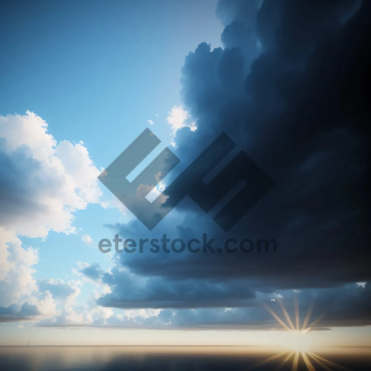 Picture of Vibrant Summer Sky with Fluffy Clouds