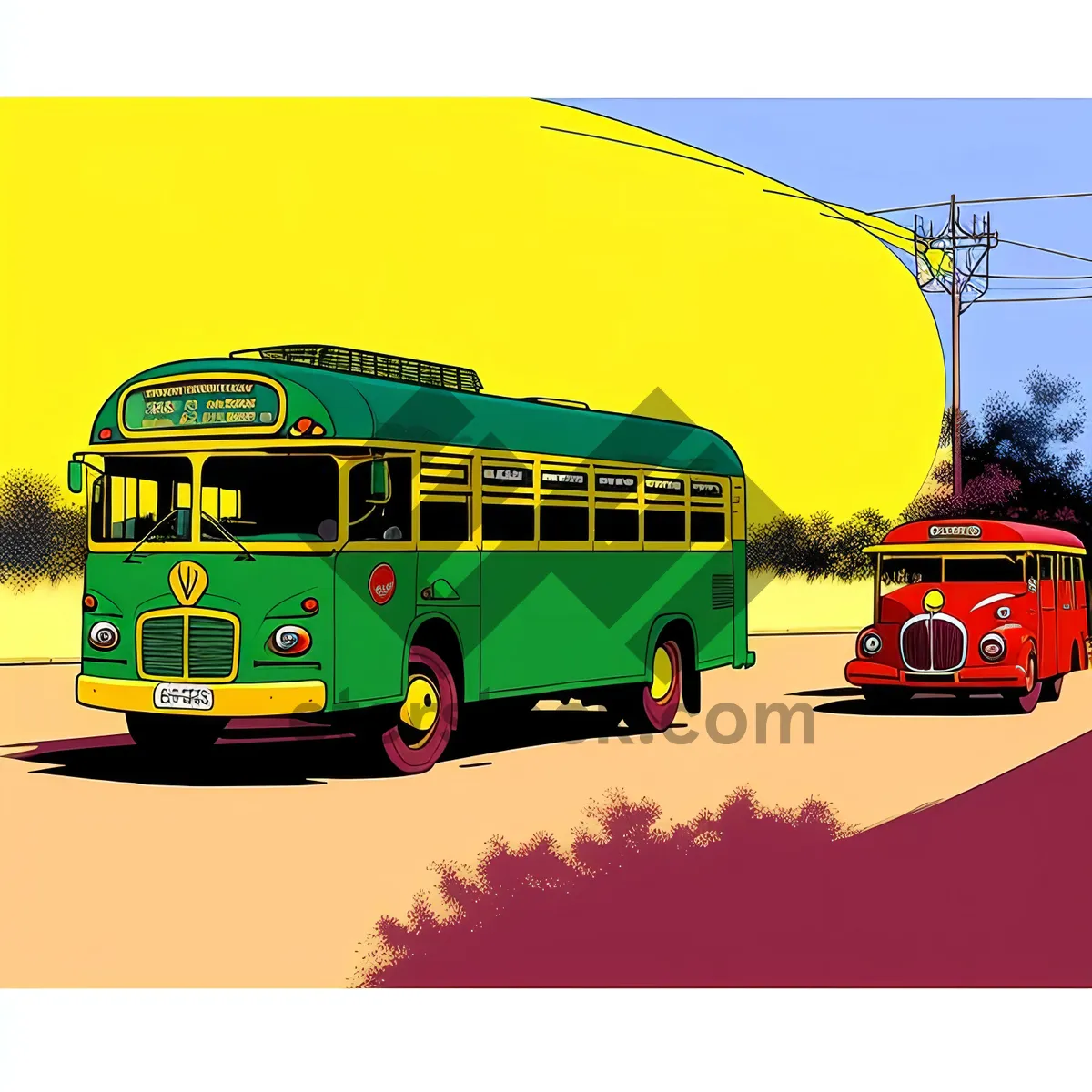 Picture of Public Bus on City Road - Transportation and Travel"
or
"City Bus - Public Transit and Transportation System