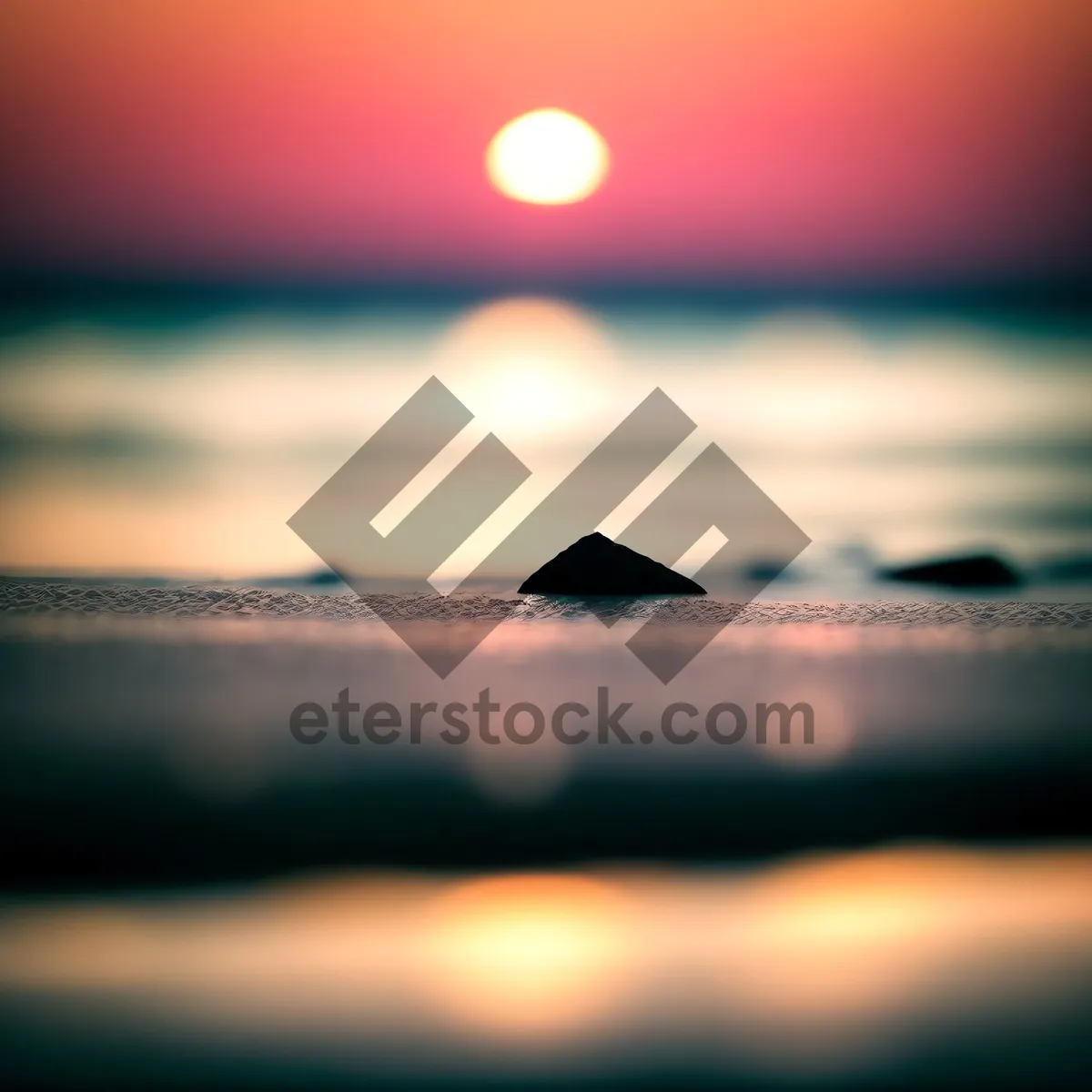 Picture of Sunset Reflection on Tranquil Beach