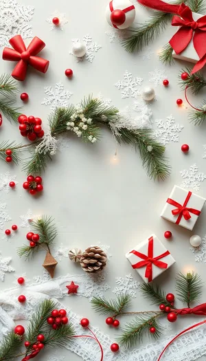 Winter Holiday Greeting Card with Snowflake and Fir Tree