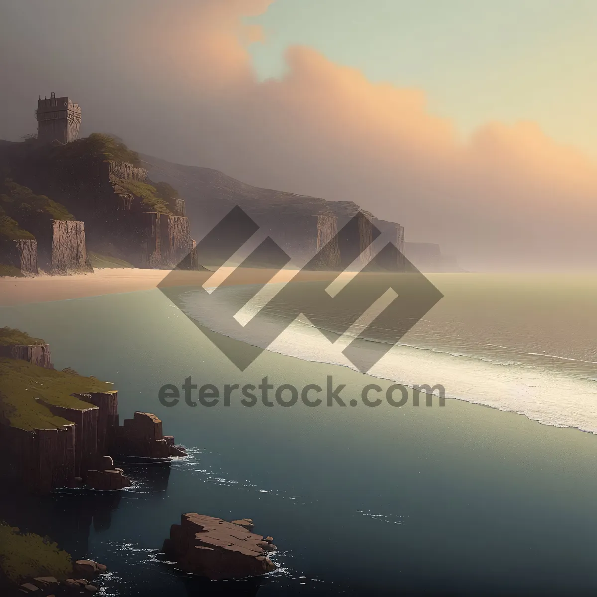 Picture of Serene Coastal Sunset Overlooking Tranquil Waters