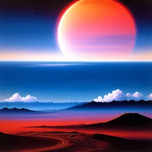 Majestic Sun Setting Over Calm Ocean