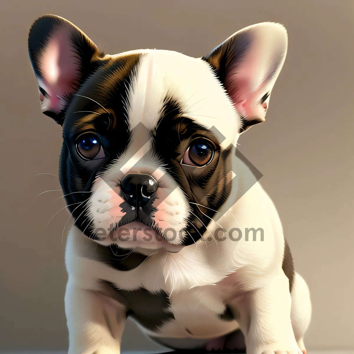 Picture of Adorable Terrier Bulldog Puppy - Cute Studio Portrait