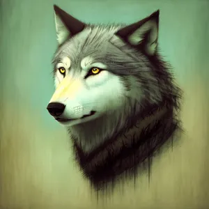 Majestic Canine Portrait: Wild Wolf's Intense Gaze