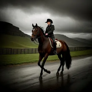 Speeding Stallion in Equestrian Competition