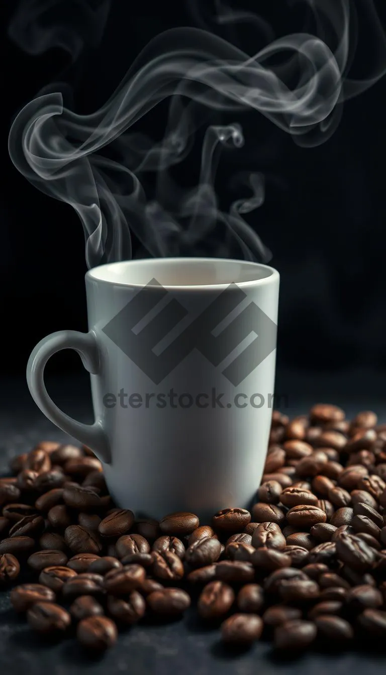 Picture of Freshly brewed espresso in a black mug