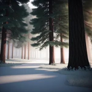 Winter Wonderland: Serene Snowy Forest Landscape