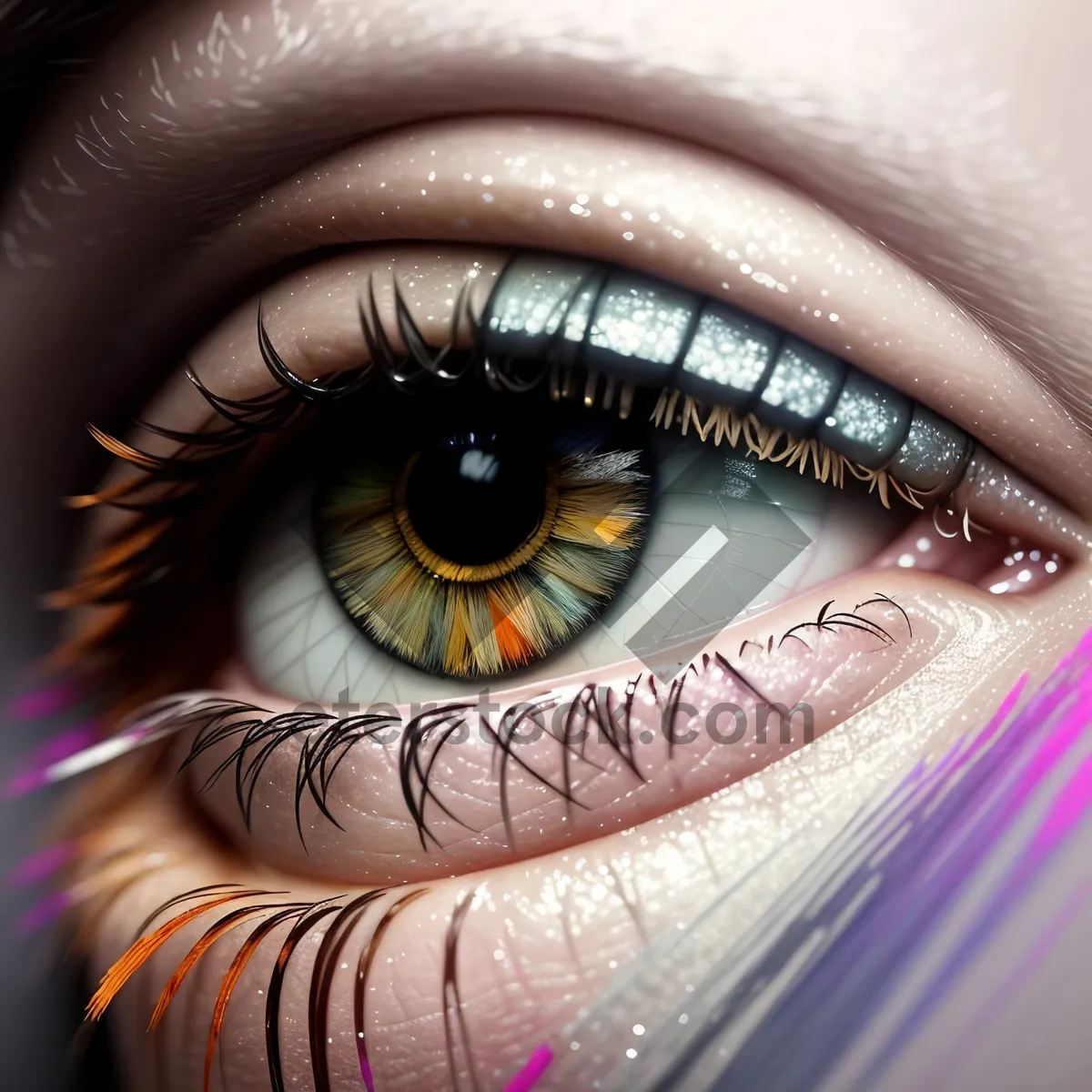 Picture of Enhanced Eye Beauty: Closeup of Fashionable Makeup