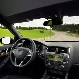 Modern Car Cockpit: Speed Control Device and Steering Wheel