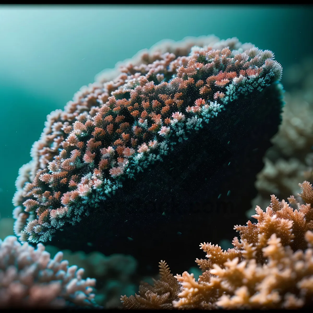 Picture of Colorful Marine Life in Sunlit Underwater Reef