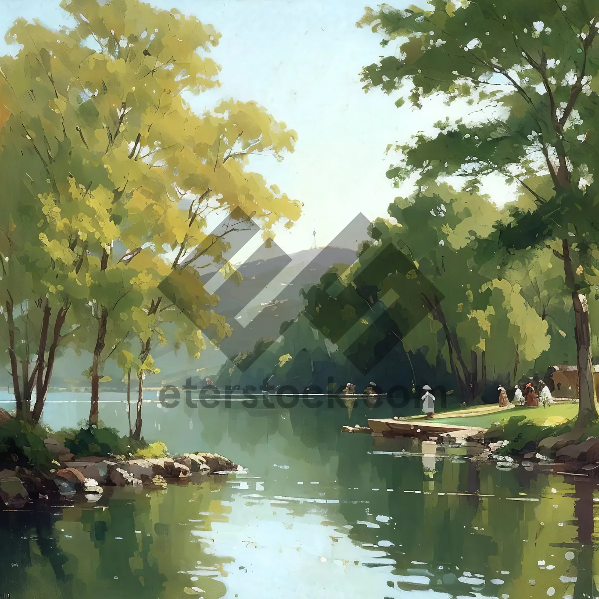 Picture of Serene Reflection: Tranquil Waterfront Landscape