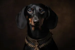 Black adult hound portrait in studio