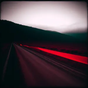 Highway Night Drive: Blurred Motion Under Starry Sky