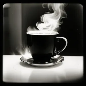 Steaming Cup of Morning Cappuccino on Dark Table