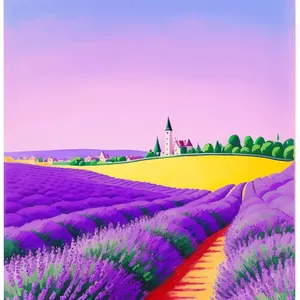 Colorful lavender field in the countryside.