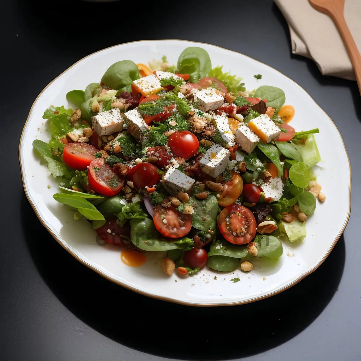 Picture of Gourmet Vegetable Salad Plate with Grilled Meat