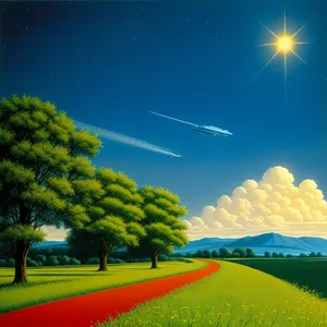 Serene Countryside Under a Vibrant Sky