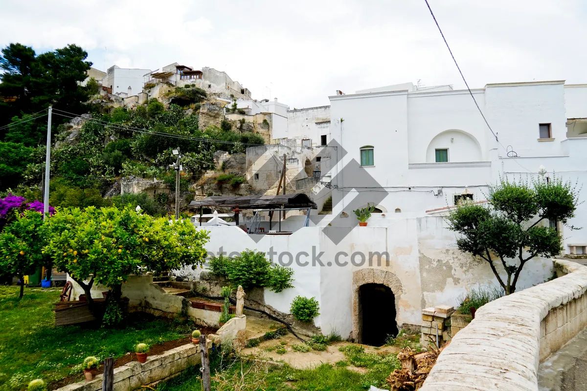 Picture of Old village church against picturesque sky landscape