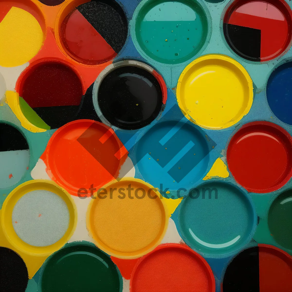 Picture of Colorful Art Supplies in Yellow Container