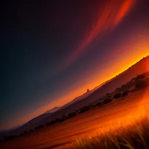 Vibrant Sunrise Over Serene Rural Meadow