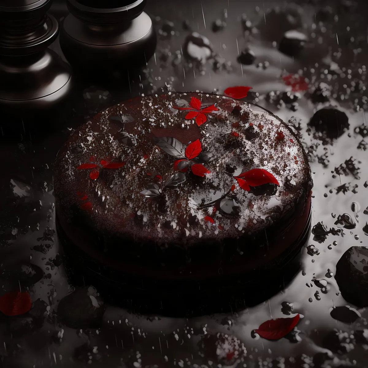 Picture of Decadent chocolate cake with mixed berry sauce swirl