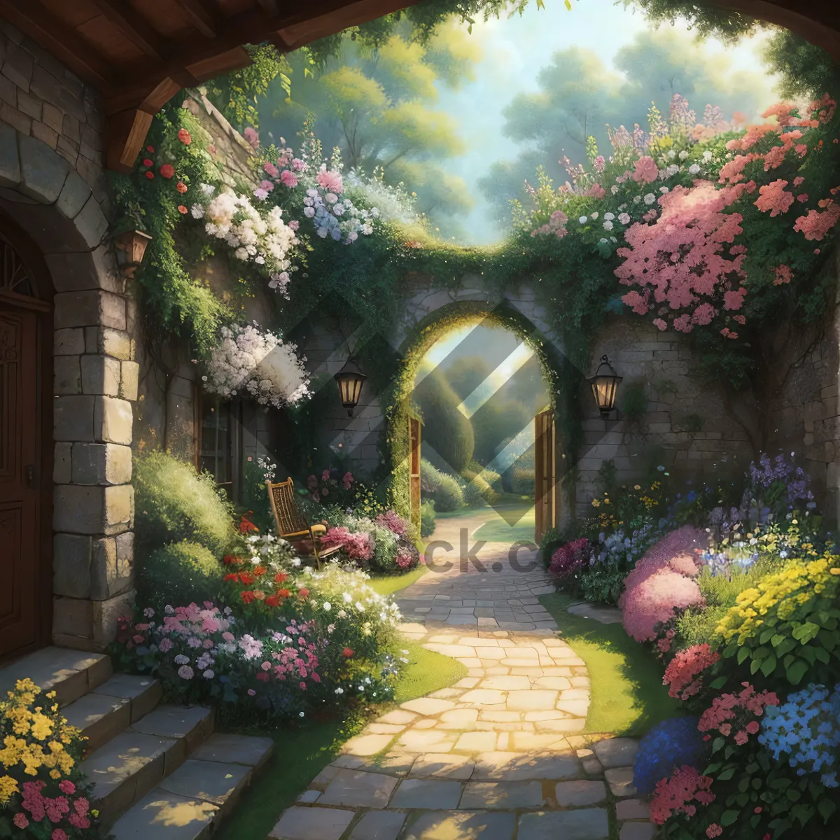 Picture of Luxury Villa with Flower Garden and Arch Patio