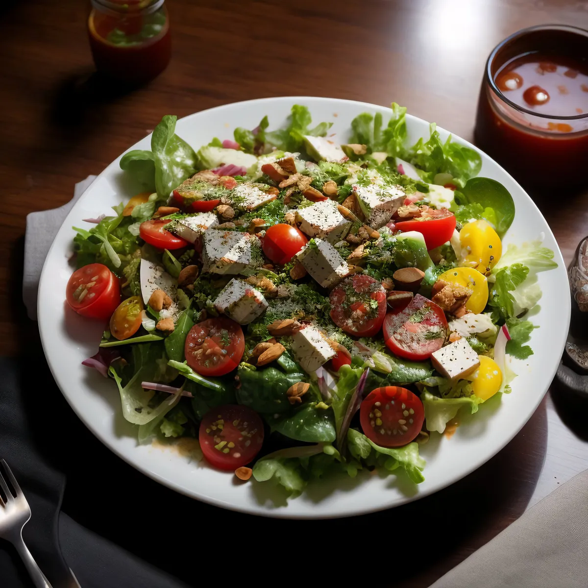 Picture of Delicious Gourmet Salad with Grilled Beef and Vegetables