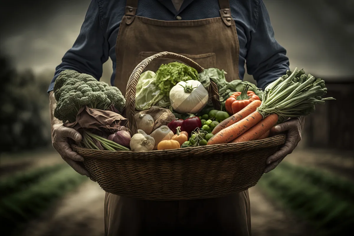 Picture of Fresh Vegetables and Fruits at Vegetable Seller's Stand