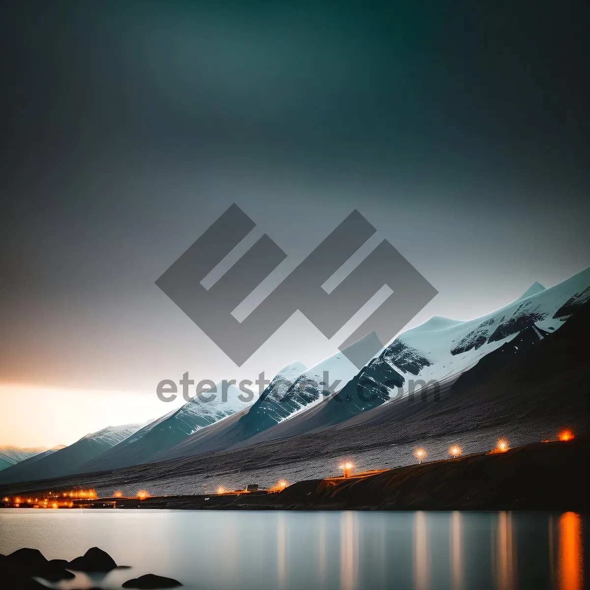 Picture of Serenity Over Sunlit Mountain Range Reflection on Lake