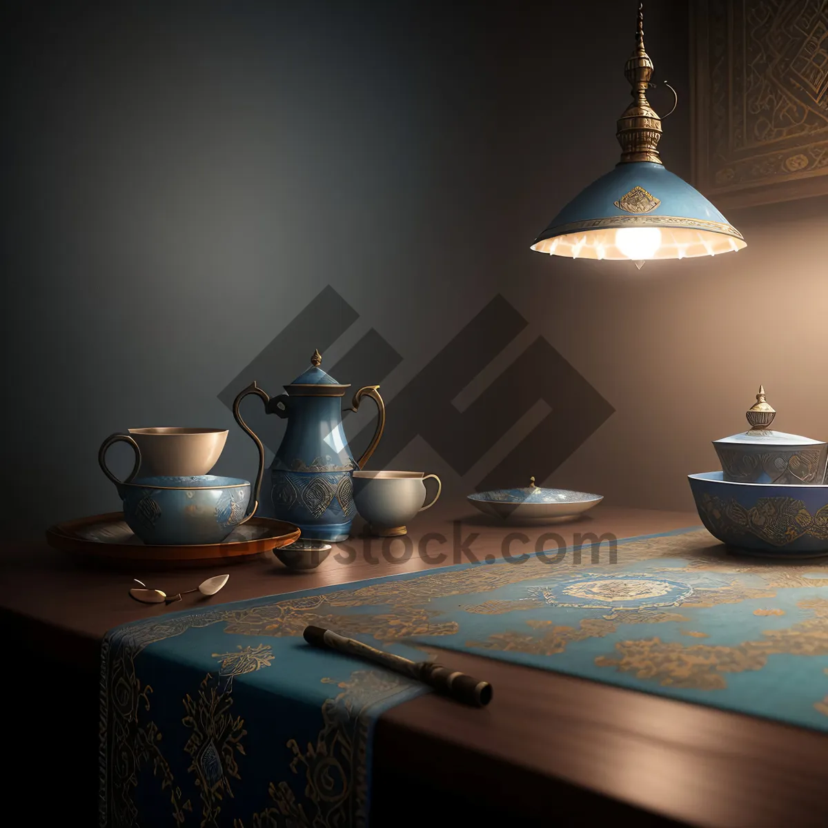 Picture of Cozy Corner Tea Time with Decorative Teapot Lamp