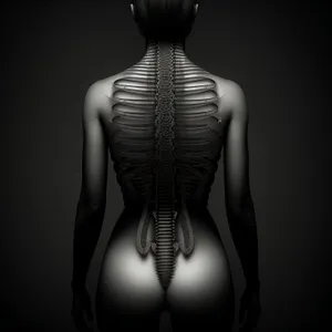 Anatomical Black Skeleton X-Ray of Human Spine