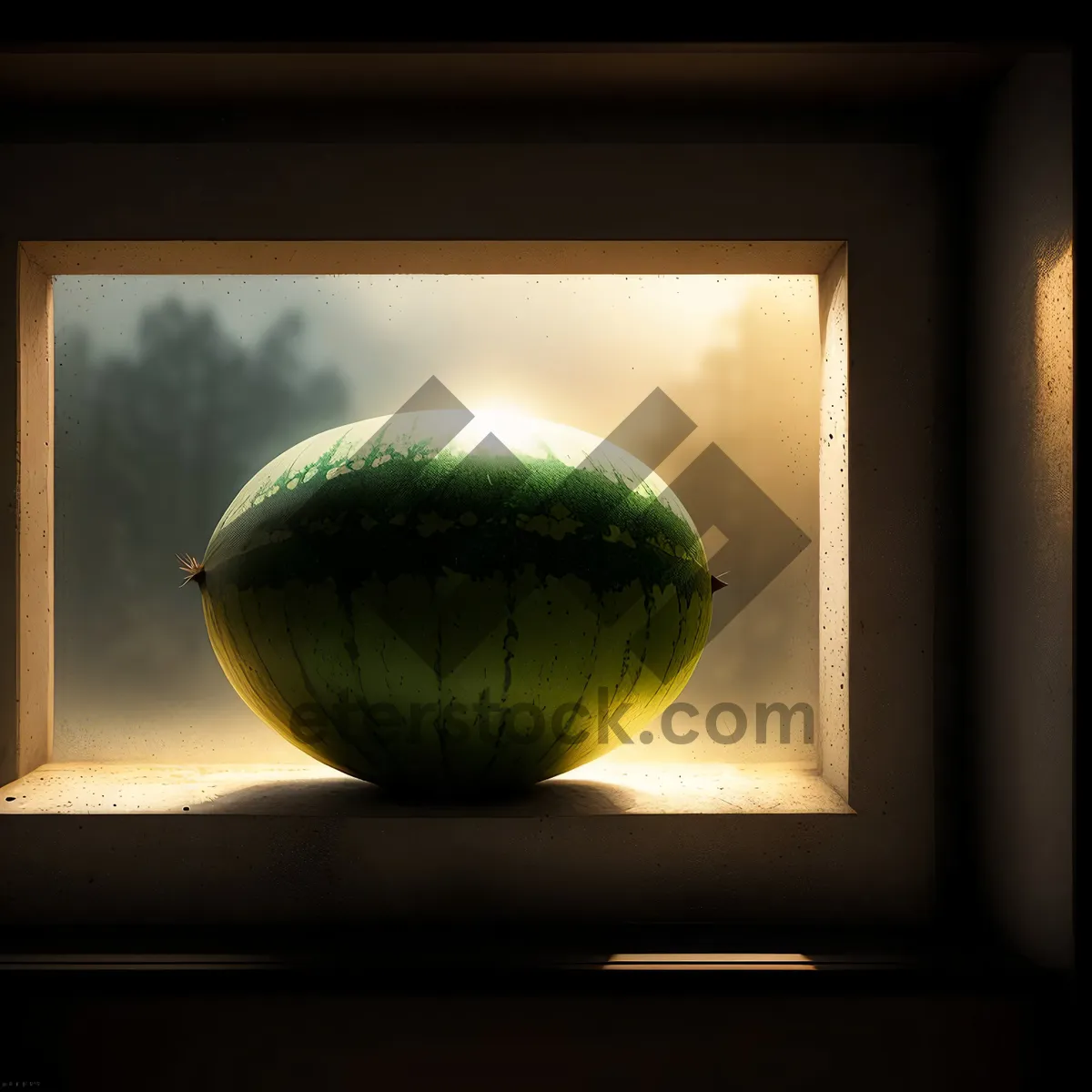 Picture of Fresh and Healthy Watermelon Fruit in Window