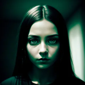 Sultry Sorcerer: A Captivating Dark-Haired Beauty with Mesmerizing Eyes