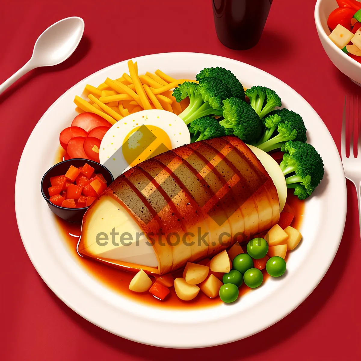 Picture of Gourmet Vegetable Plate with Delicious Tomato Sauce