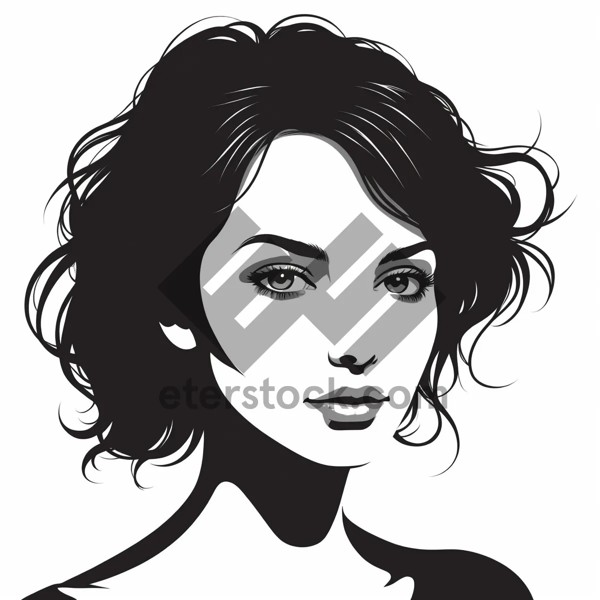 Picture of Black Cartoon Haircut Design Art Drawing