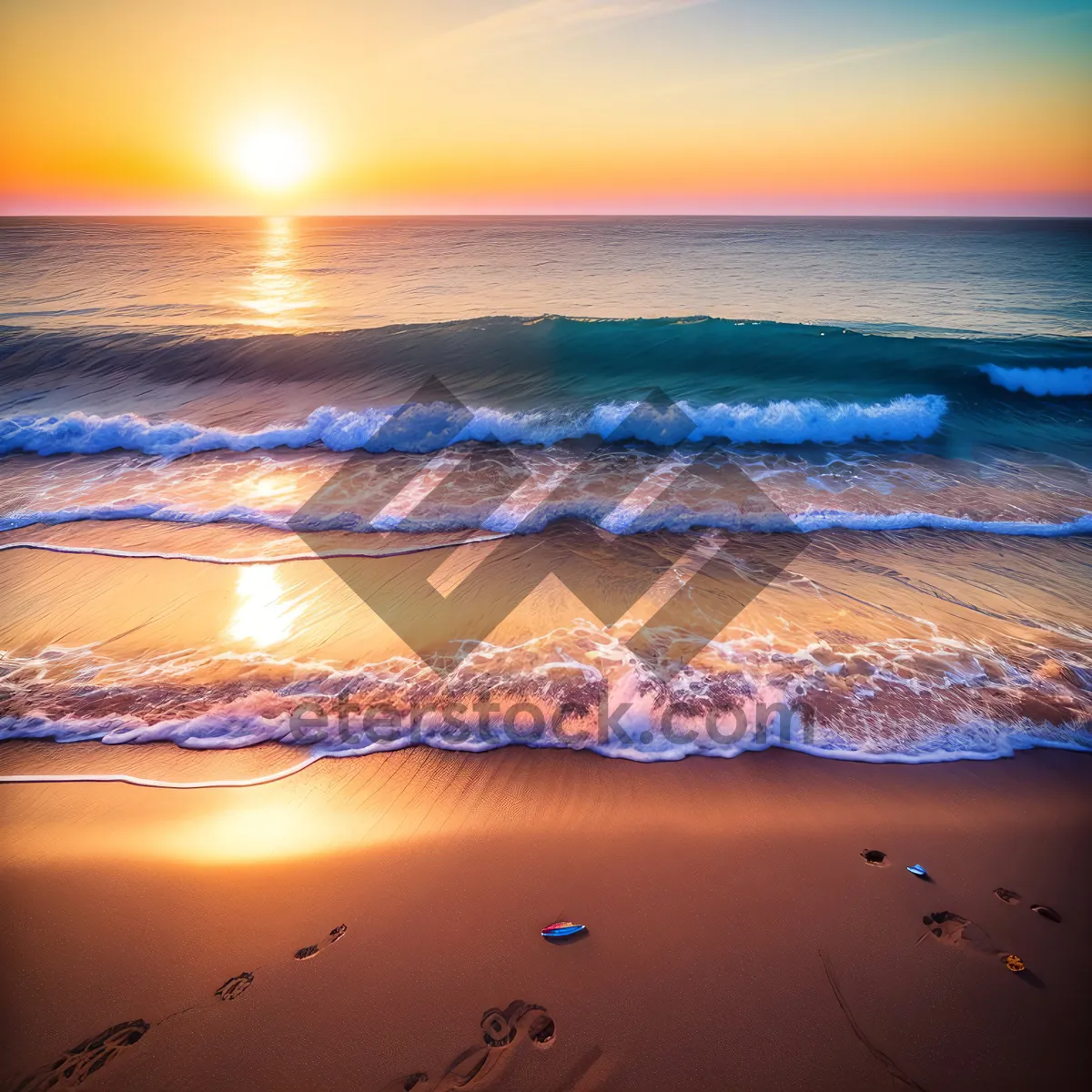 Picture of Serene Sunset over Vibrant Tropical Beach