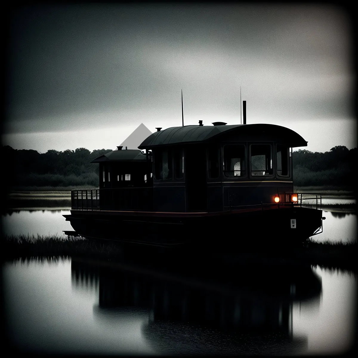 Picture of Nighttime Submarine City Reflection: Watercraft Bridge Tower