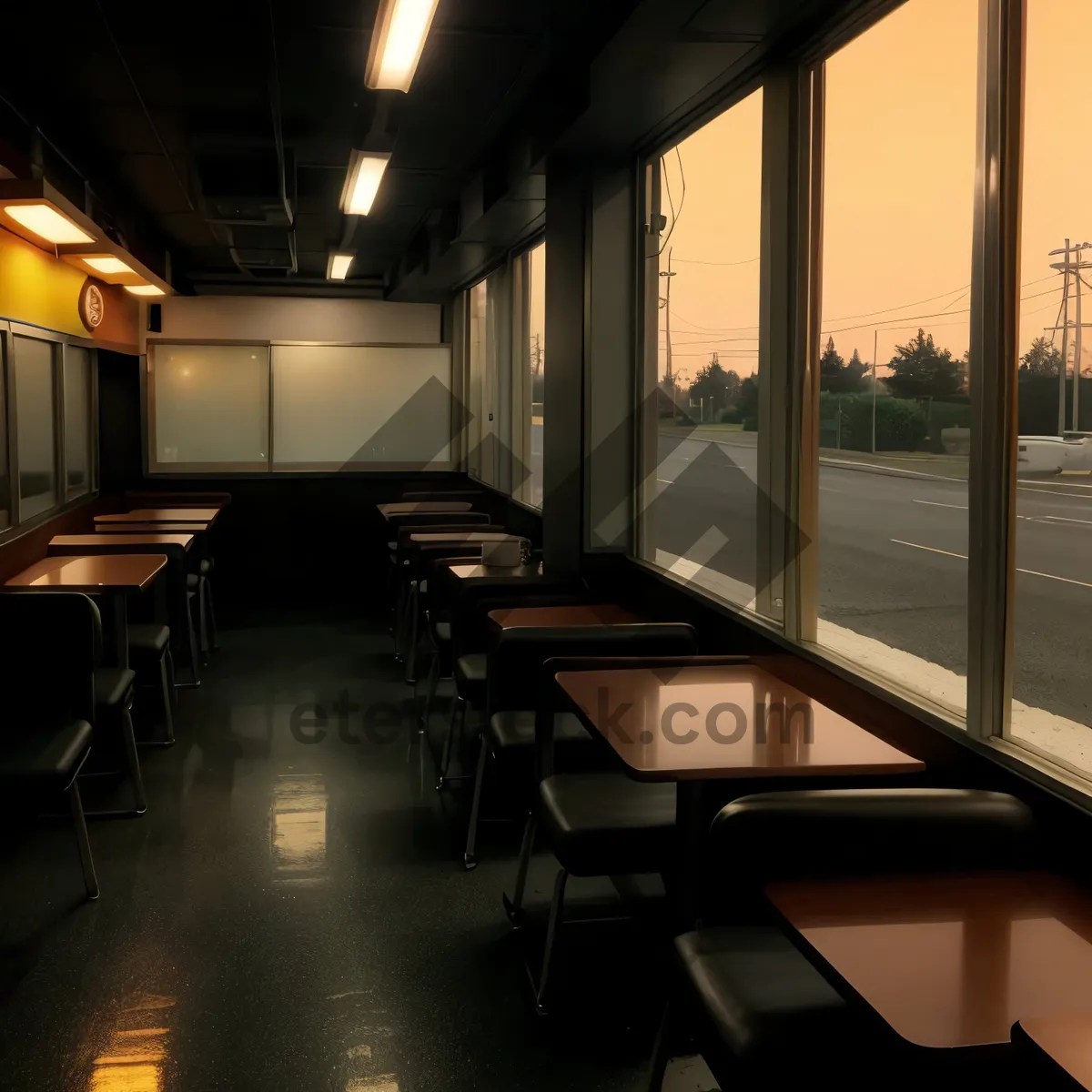 Picture of Modern interior with empty table and chair.