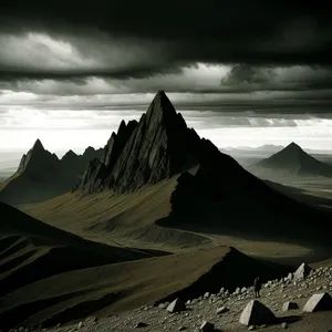 Sandy Beach Tent Against Majestic Skyline