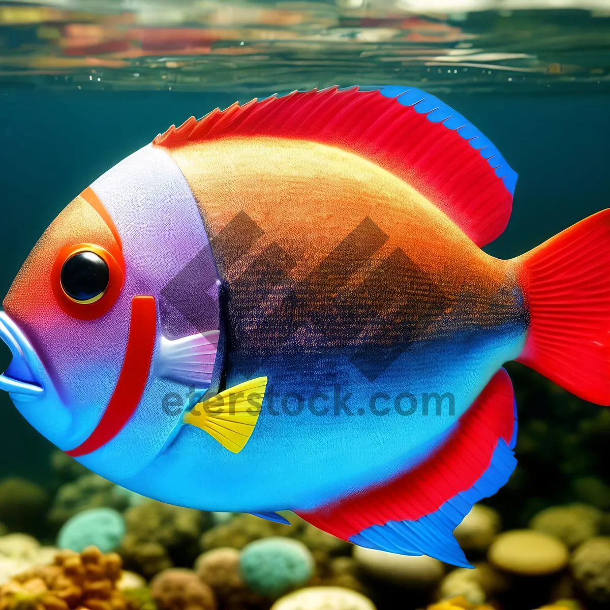 Picture of Vibrant Orange Anemone Fish Swimming in Tropical Reef