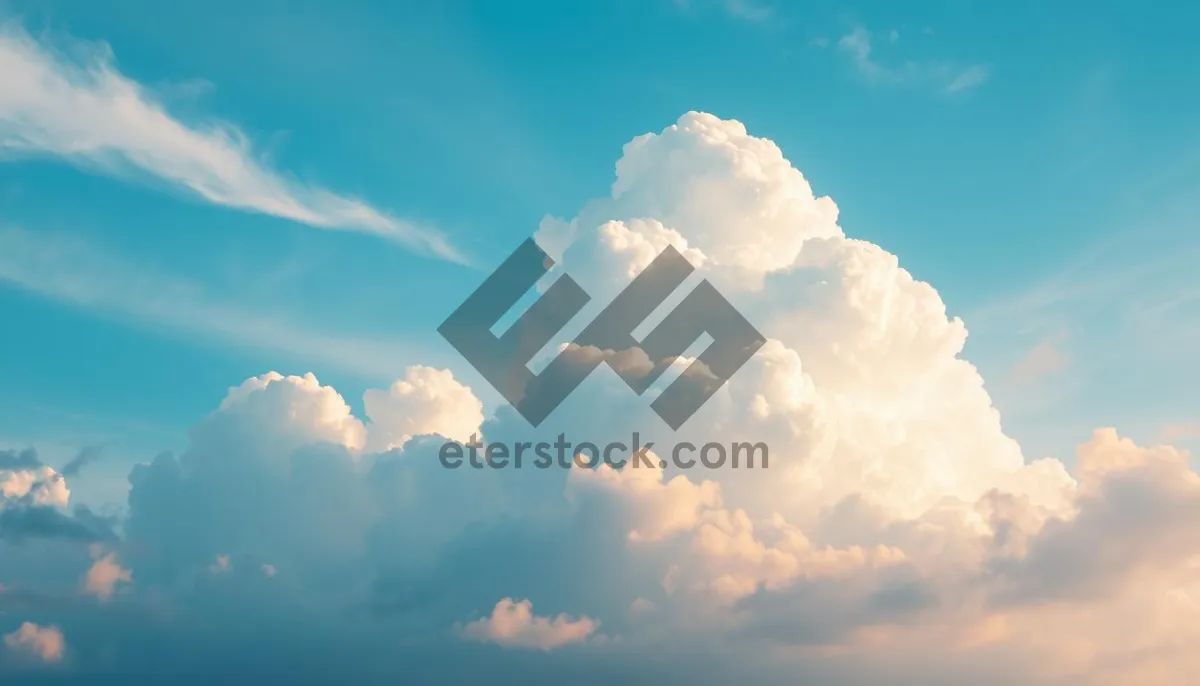 Picture of Vibrant sunny sky landscape with fluffy clouds.